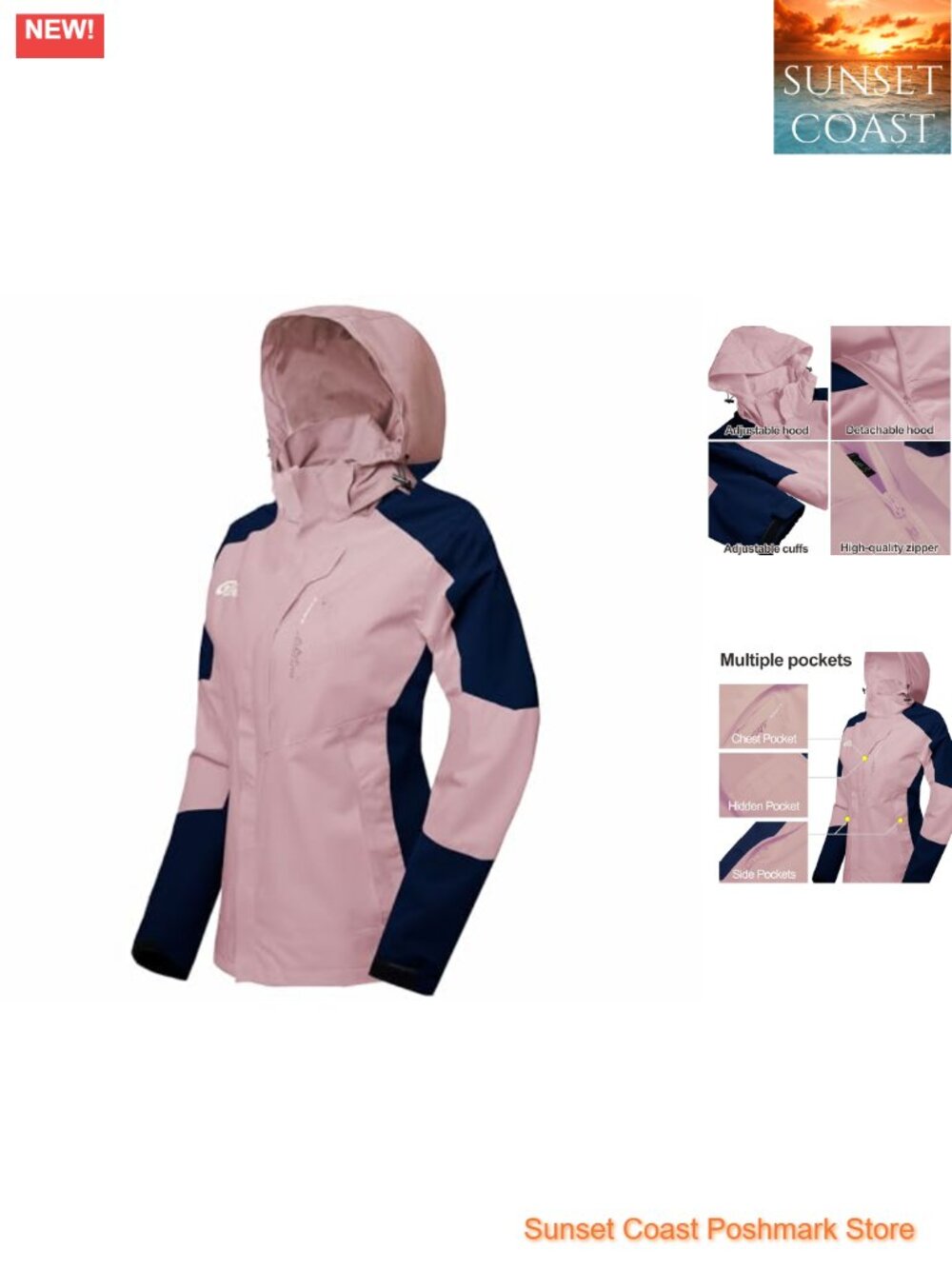 Waterproof Rain Jacket with Hood Lightweight Windbreaker
